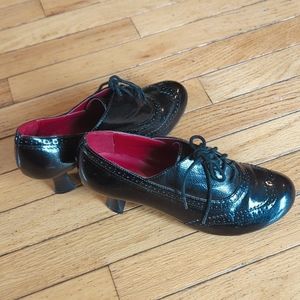 Black and Red Leather Ankle Boots